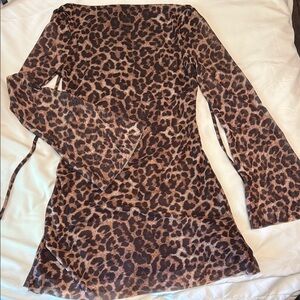 Leopard Print Long Sleeve Dress